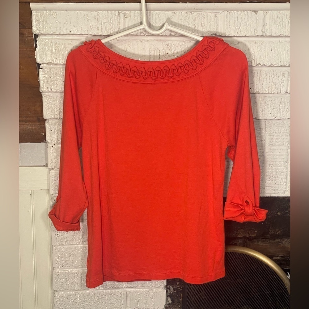 RAFAELLA Orange shirt top bright retro